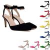 Summer Pumps Women Sexy Ankle Strap Sandals Mid Thin High Heels Velvet Wedding Party Stilettos Shoes