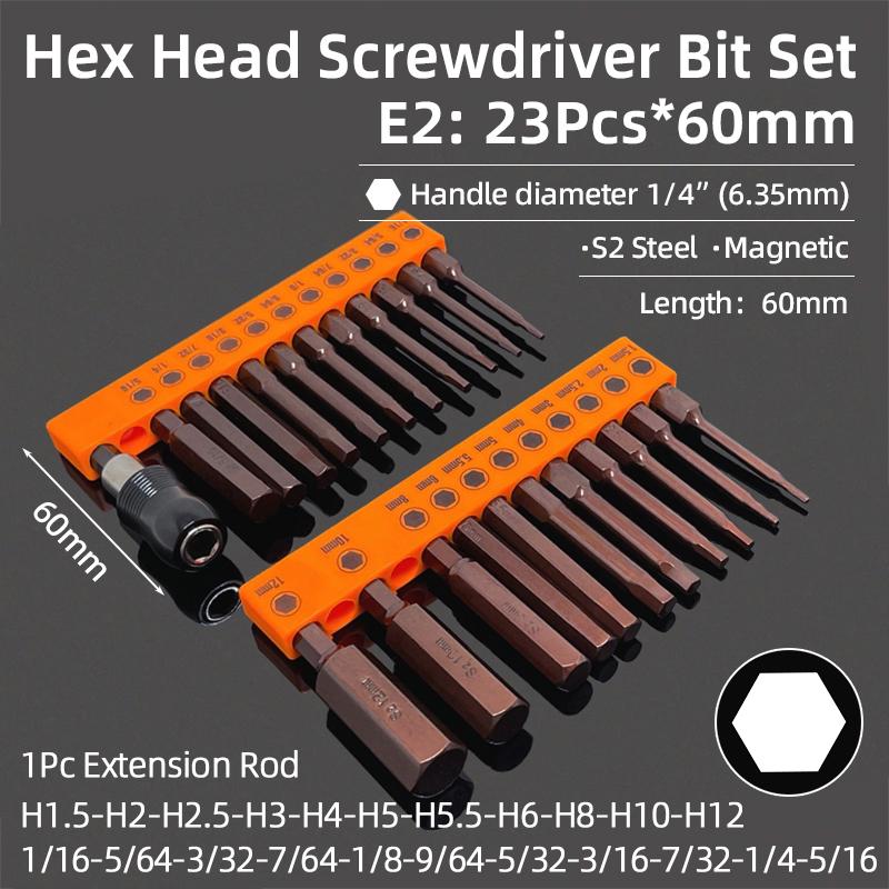 Набор шестигранных бит, торцевой шестигранный ключ, набор отверток, метрический шестигранный хвостовик SAE, магнитная отвертка, электрическая дрель из стали S2, ручные инструменты