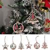 6pcs Hollow Christmas Wooden Hanging Pendants Vintage Hollow Out Star Decoration  New Year