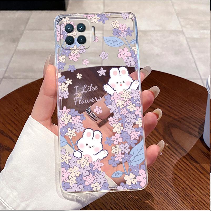 Чехол для OPPO Reno 4F A73 A93 4G F17 Pro Чехол Прозрачный Роскошный Милый Кролик с Сердечком Забавный Рисунок Мягкий Силиконовый Чехол для Телефона Задняя Крышка