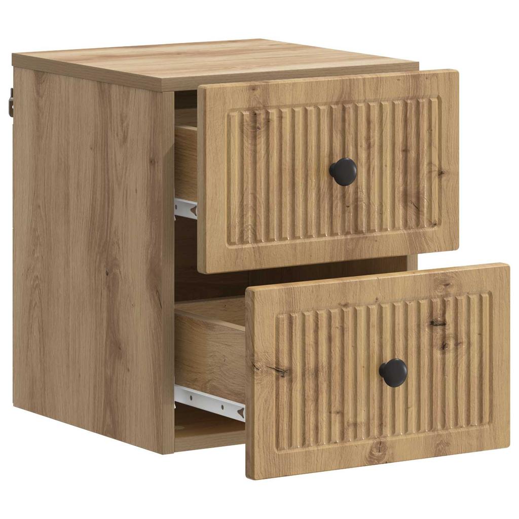 Wall Mounted Nightstand Artisan Oak Finish 33 x 34.5 x 40 cm