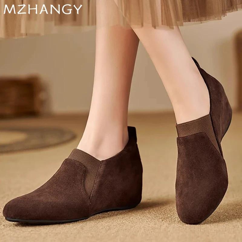 Wedges Women Suede Shoes Fashion New Casual Ankle Boots Woman 2024 Trend Winter Loafers Shoes Walking Cozy Mujer De Zapatillas