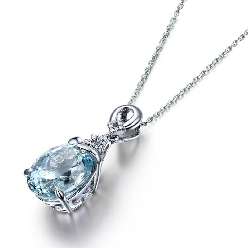 BELLA BOX Натуральный каратный морской синий сокровище с бриллиантами, инкрустированный цветным кулоном для женщин, очаровательные ювелирные изделия для свадьбы и помолвки, новые модные