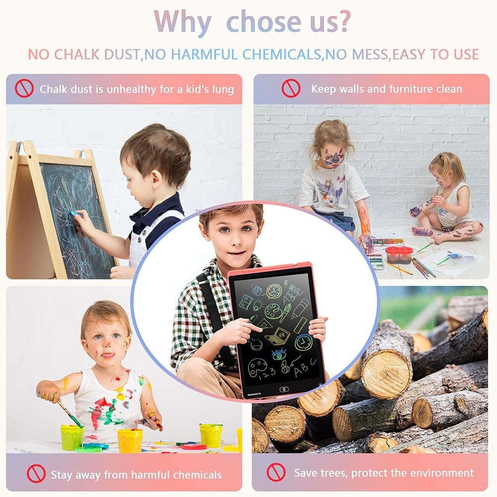 12-дюймовый ЖК-дисплей, умный планшет для письма, электронная доска для рисования, художественный красочный блокнот для письма, подарок для детей, ультратонкий с ручкой