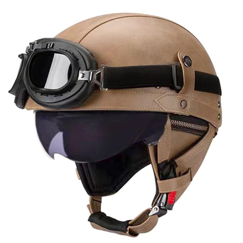 Vintage-Style Open Face Motorcycle Helmet Adults Unisex ABS Half With 3C Certification