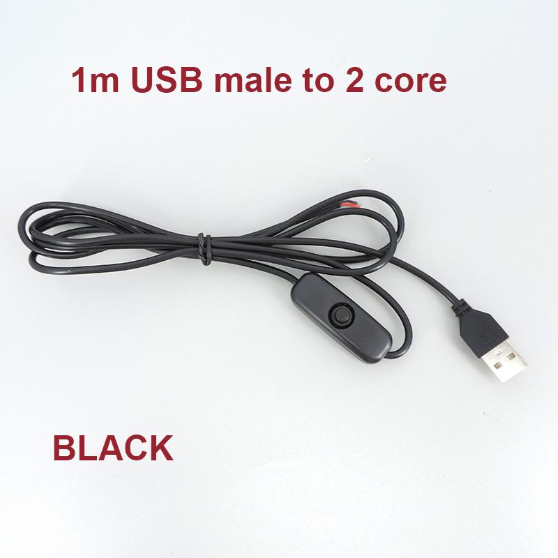 5V USB 2.0 A Male Plug Extension Cable with Switch 2 Pin 2 Wire Power Charge Cable Connector DIY