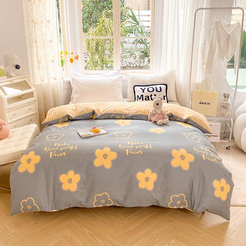 Желтый тюльпан пододеяльник 1 шт. фиолетовые цветы узор 100% хлопок молния пододеяльник приятный для кожи удобный двуспальный размер постельное белье