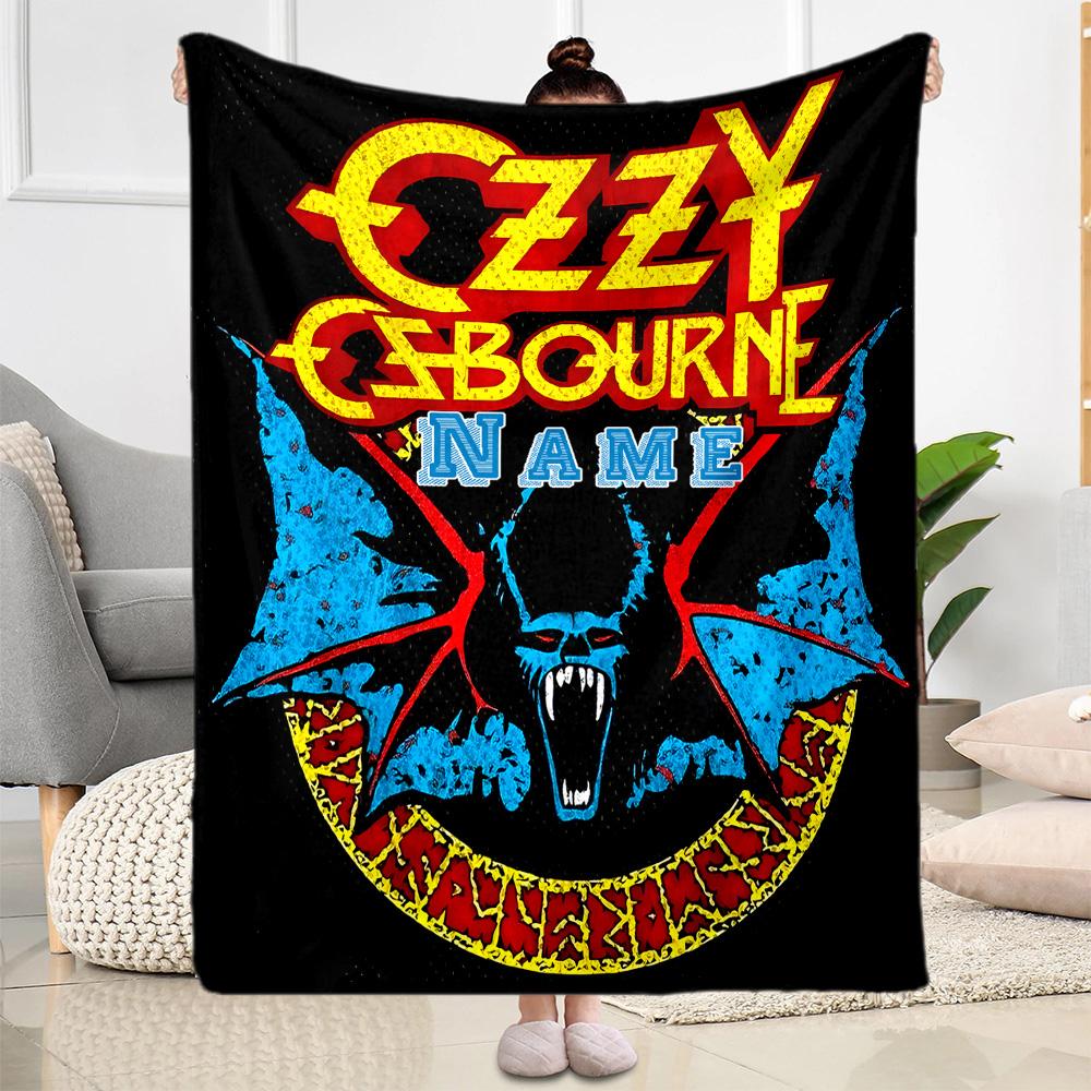 Ozzy Osbourne: Name Symbolism Personalized Text Blanket Throw Personalized Blanket Soft Warm Cozy Suitable for Chair Office Bedding Picnics