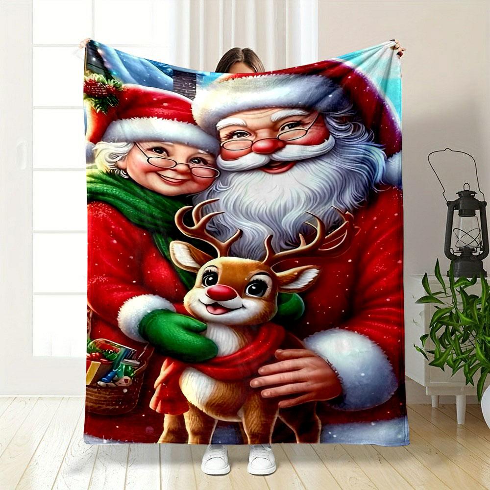 Christmas Santa Claus Reindeer Blanket bedroom Blanket for Livingroom Couch lunch break Soft throw for Friend's festival Gift
