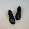 Sheepskin Version~ Retro Commuter Mary Jane Loafers Women's Hollow T-button Small Leather Shoes Thick Heel Thick Sole Round Head Single Shoes