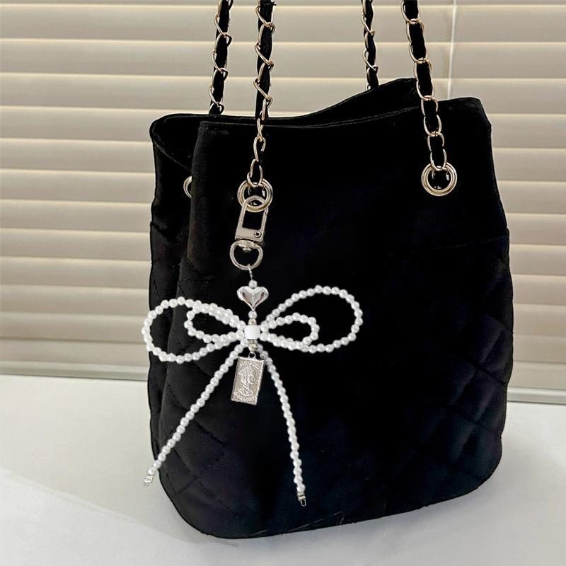 Женщины Девочки Брелки Кольца Держатели Креативные Сумки Подвески Жемчуг Y2K Сердце Форма Мода