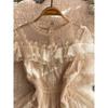 Stylish Mesh Long Dress Female 2024 Summer New Arrival Socialite Elegant Ruffle Sleeve Waist Trimming Short-Sleeved A- Line Dress