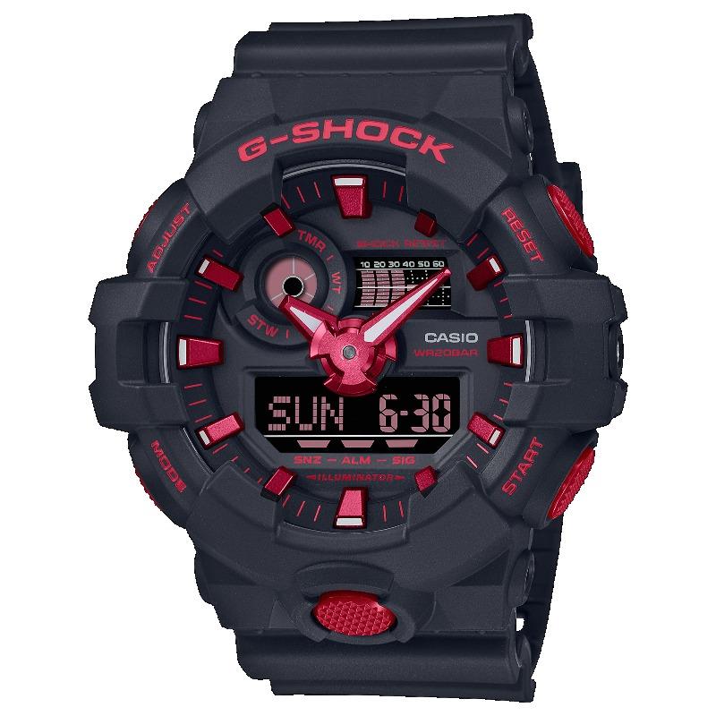 Casio Мужские часы G-SHOCK на смоляном ремешке, водостойкость 200 м, аналоговые, ударопрочные, кварцевые, GA-700BNR-1A