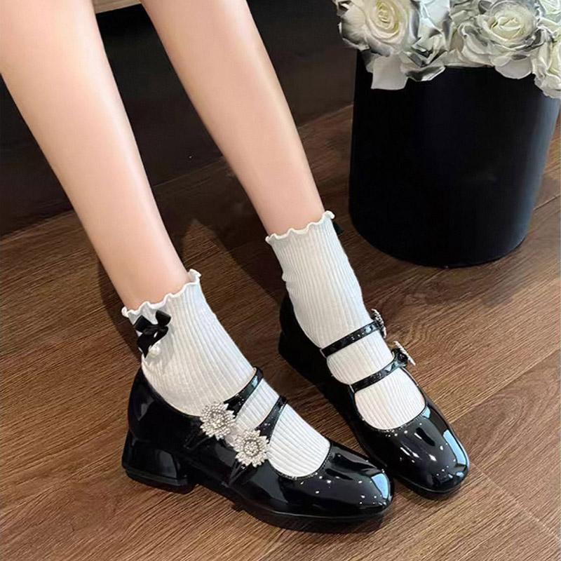 Туфли Мэри Джейн с блестящими кристаллами и пряжкой из лакированной кожи, черные/белые, на низком каблуке, на плоской подошве, роскошные дизайнерские женские офисные мягкие туфли