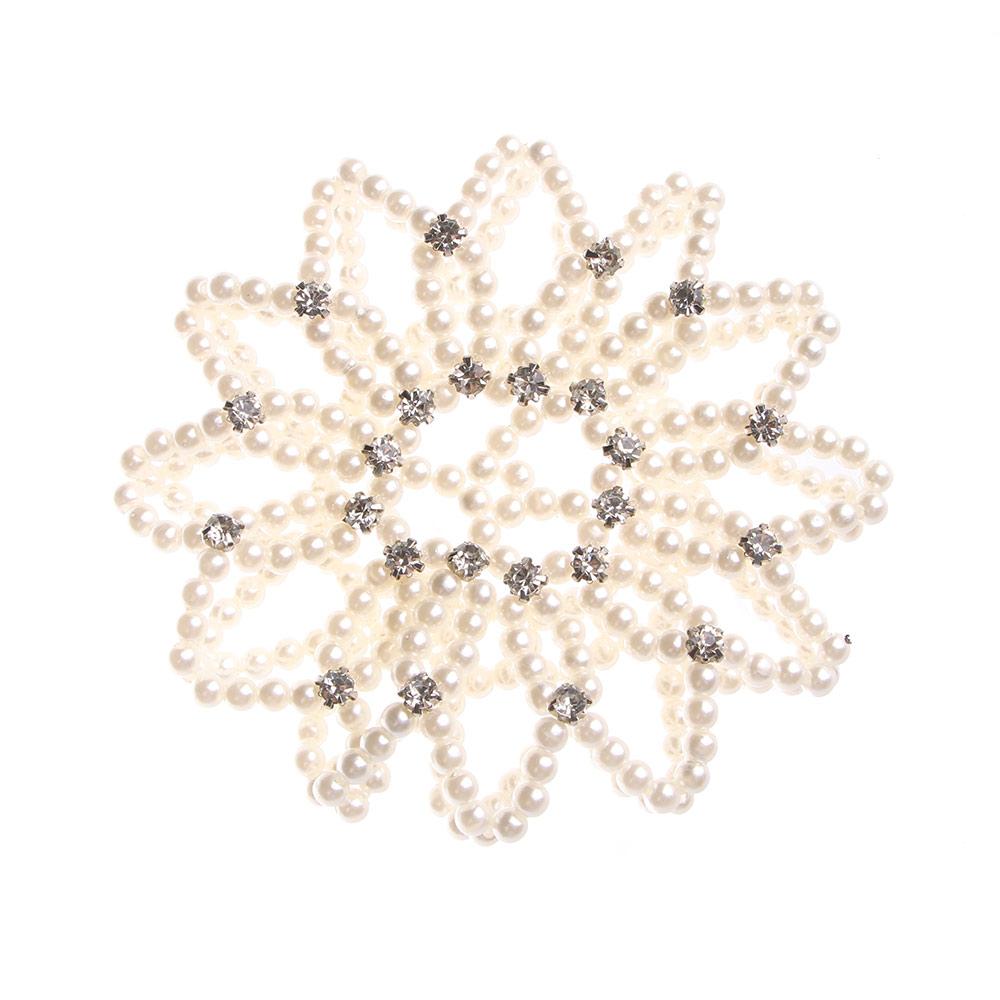 Furling Ornament Balle Crochet Elastic Crystal Handmade Pearl Hair Nets Bun Net Hair Bun Headwear