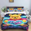 A Set of Pooh Bear Themed Bedding, 3D Digitally Printed, All-season Polyester Duvet Cover and 2 Pillowcases.