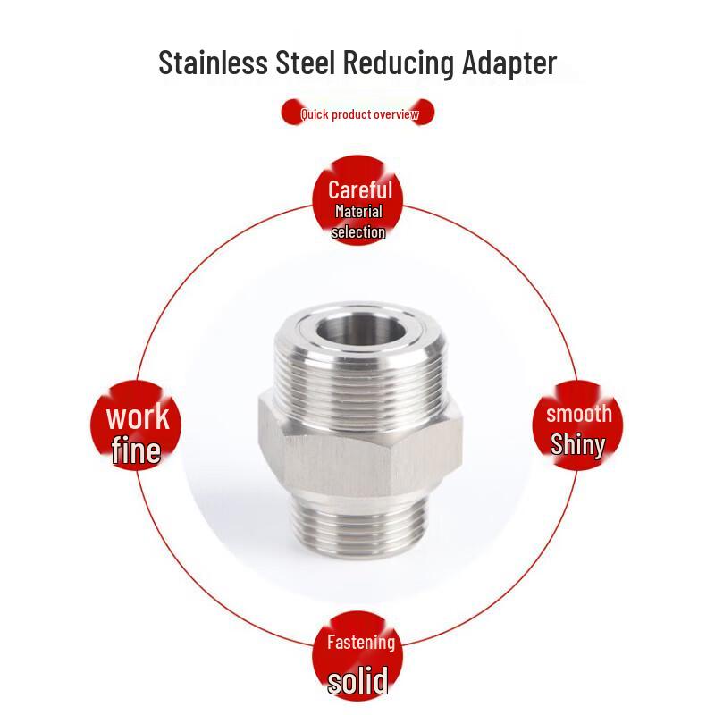 Stainless Steel Hex Reducing Male Thread Adapter