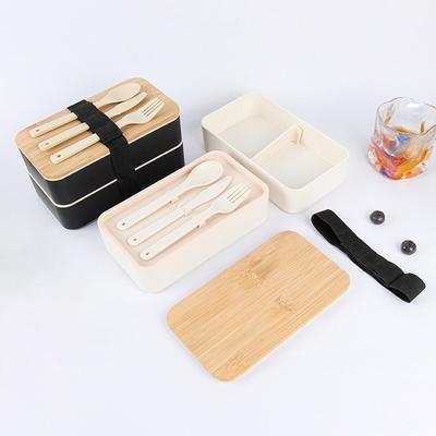 MeyJig Bento Box 2-слойный ланч-бокс герметичный контейнер для здоровой пищи из пшеничной соломы