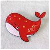 [R6124] - Designer Brooch 'Lilipoupettes' (whale) Red - 55x50mm