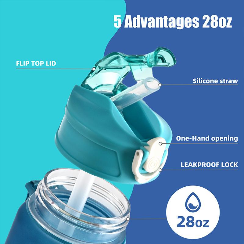 800ML KPop Demon Hunters Gradient Cartoon Pattern Big Capacity Straw Water Cup Outdoor Portable Sports Drink Bottles Travel Mug