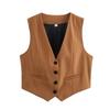 Spring and Summer New Women's Clothing Minimalist Style V Neck Sleeveless Decorated Row Button Short Candy Color Vest Jacket 2347888