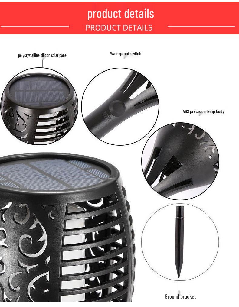 Solar 96LED Outdoor Flame Torch Light for Garden and Lawn