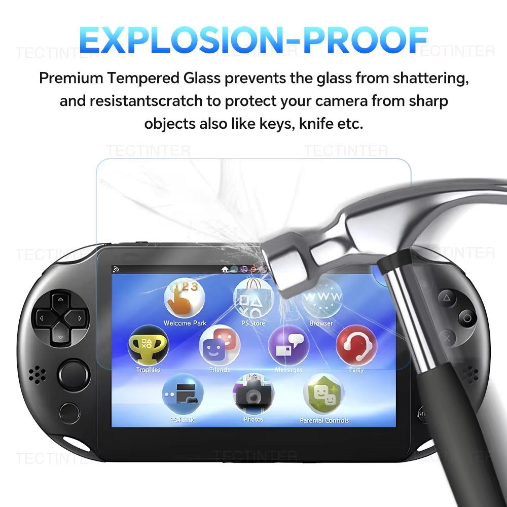 Защитное стекло для Sony PS Vita PSV 1000 (переднее закаленное) + Задняя прозрачная Full HD защитная пленка для PSV 2000 Handheld