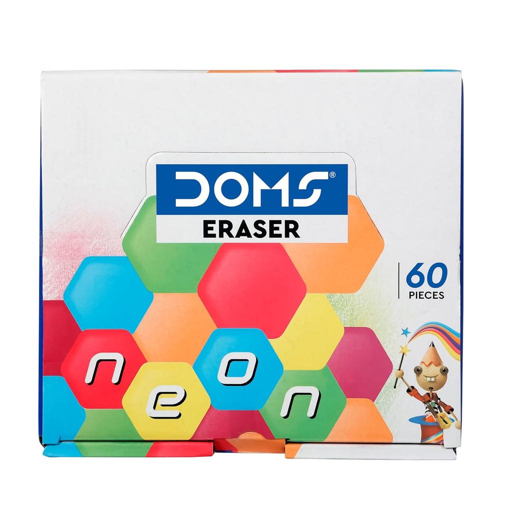 Ластик DOMS Neon Hex Без пыли 60 шт. Упаковка 1 Набор Разноцветные ластики для Школы Офиса Рисования Канцелярские товары