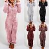 2024 Trendy EU & US Fall/Winter Fleece-Lined Thick Hooded Jumpsuit Pajamas for Women
