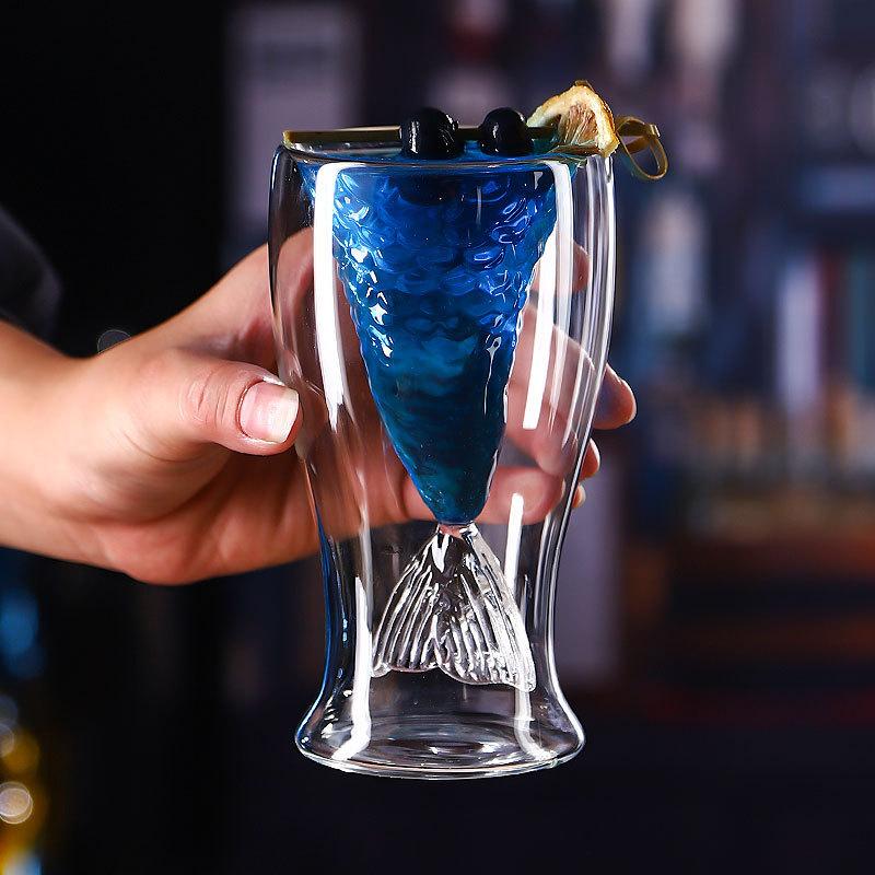 90ml Creative Double Cocktail Glass Transparent Cup Beer Vodka Brandy Bar Restaurant Club Drinkware Decorations