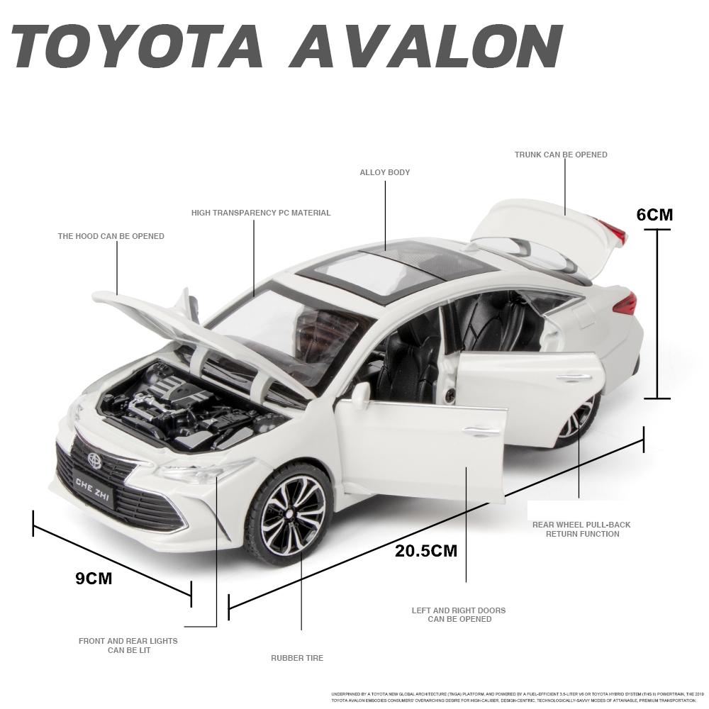1/24 TOYOTA Avalon игрушечная машинка для детей литая металлическая модель миниатюрная звук свет двери открываются коллекция подарок для детей