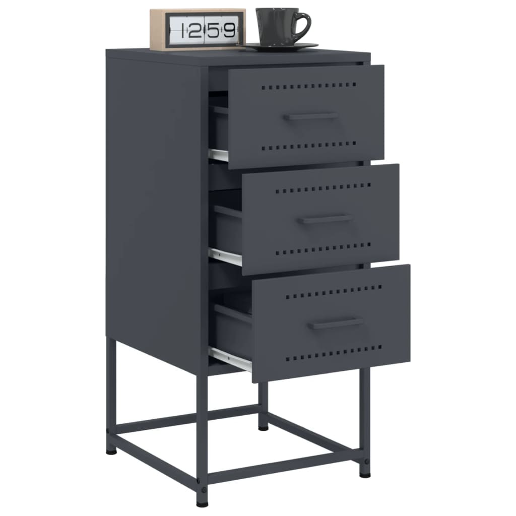 Nightstands (2 pcs) Anthracite 36 x 39 x 78 cm Steel