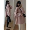 Korean Gentle Women Sweater Autumn and Winter Loose Solid Color Round Neck Mid Long Knit Sweater