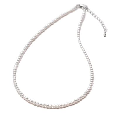 Жемчужное ожерелье Baby Pearl Grand Premium Accessory 3 длины 3 мм Бренд 3 года гарантии [VOTRE COUTURE] (38, Белый_Серебристый)