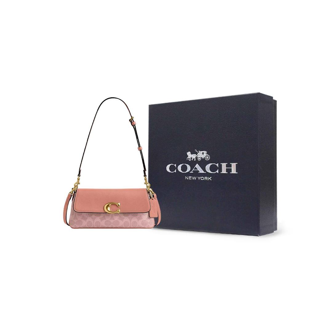 Coach Женская сумка через плечо Jet 11 с логотипом из покрытого канваса и телячьей кожи, розовая CBA83-B4YU2