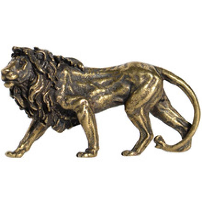 Ретро Латунная Фигурка Короля Льва Статуя Китайского Льва Изысканная Медная Мини-Скульптура Льва Офисное Украшение