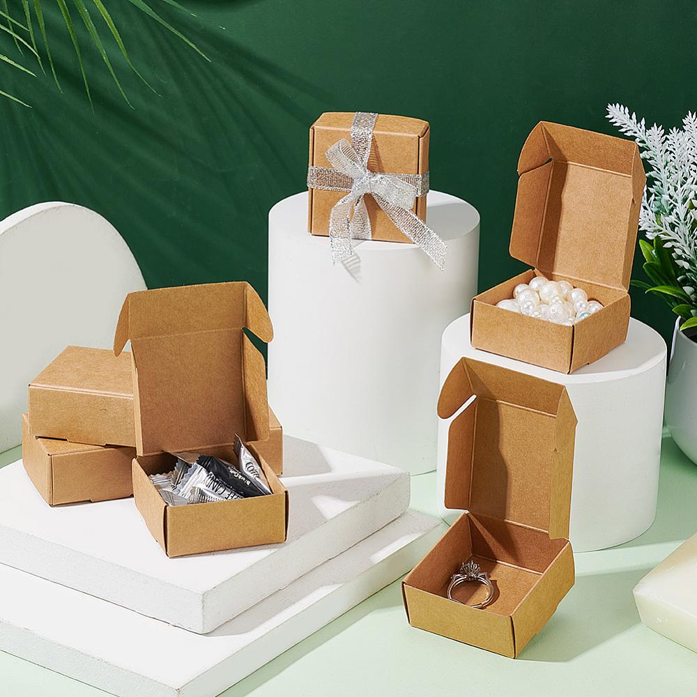 100pcs Cardboard Gift Packaging Boxes Folding Boxes for Hand-made Soap Square BurlyWood Finnished Product: 5.5x5.5x2.5cm