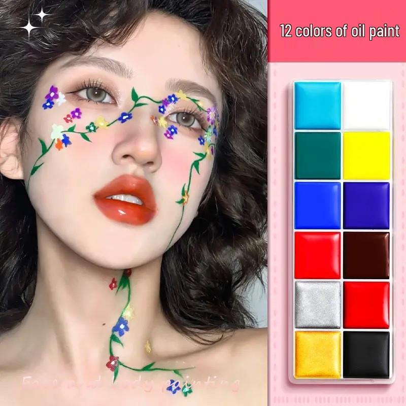 12-Color Fluorescent Face & Body Paint for Halloween, World Cup, and Theater
