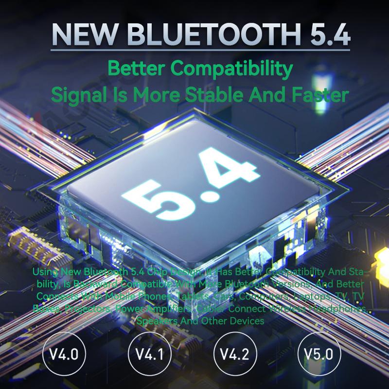 Bluetooth 5.4 аудио передатчик приемник 3.5 мм AUX USB U-диск TF карта воспроизведения беспроводной адаптер стерео музыка с микрофоном для автомобиля ТВ ПК
