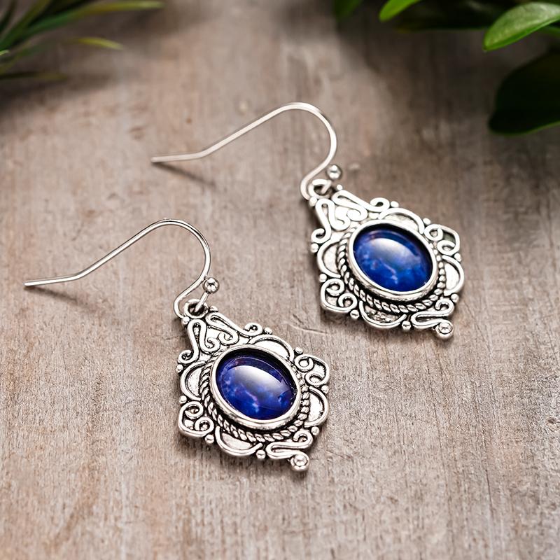 Xiaomi Huitan Special Design Drop Earrings for Women Vintage Party Wedding Accessories Blue Stone Bohemia Anti Silver Color Jewelry