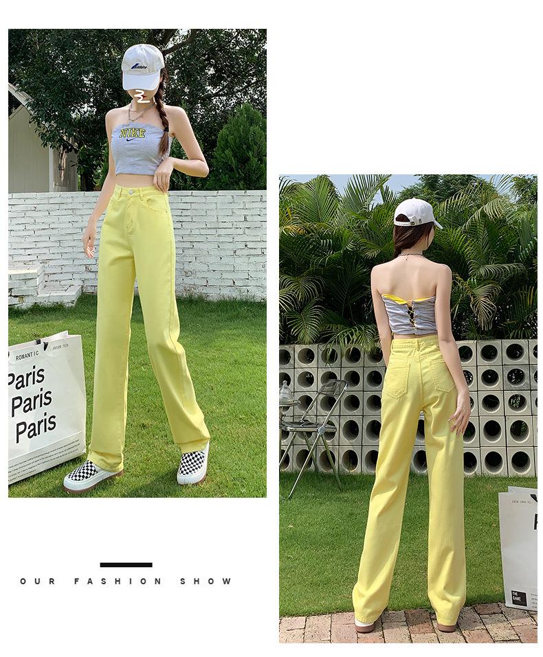 Женские розовые джинсы с высокой посадкой и широкими штанинами: Летние тонкие, свободного кроя, больших размеров, стройнящие, прямые брюки длиной до пола