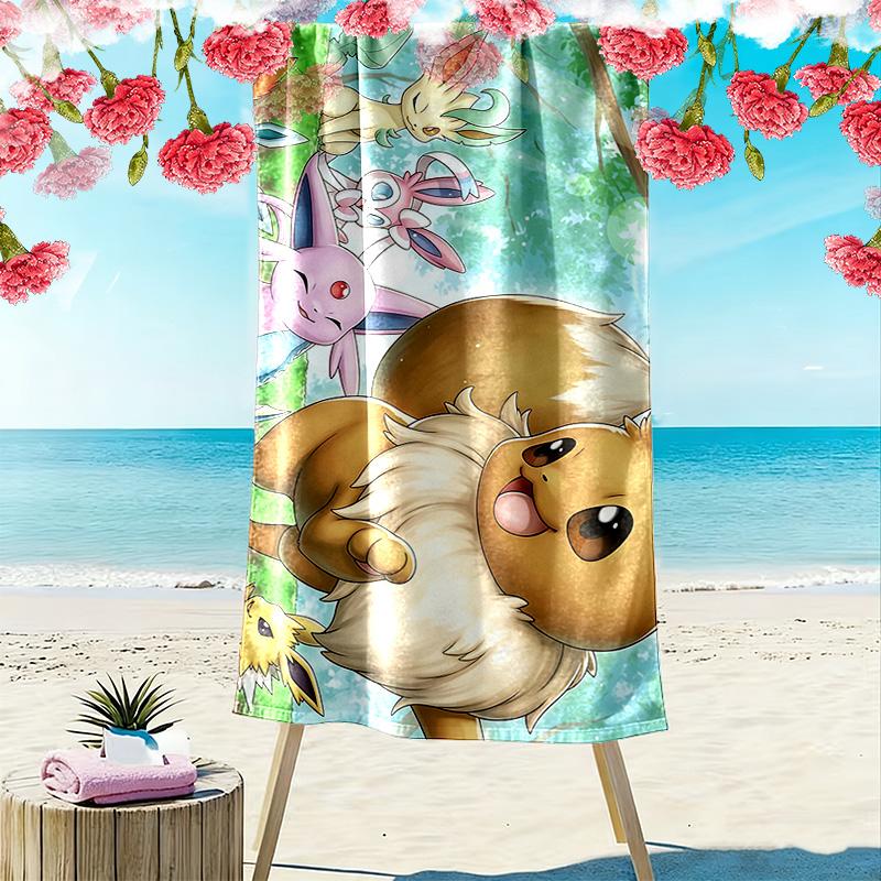 Eevee Print Beach Towel, Large Soft Quick Dry Towel for Beach Camping Swimming