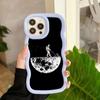 Ae97 Space Moon Astronaut Black Art Protective Phone Cases for Samsung S24 Plus S23 Ultra A14 A55 A06 Honor Motorola OnePlus Big Wave TPU Back Cover