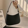 Women Underarm Bag PU Leather Armpit Bag Solid Color Half Moon Bag with Hasp Female Commute Daily Bag