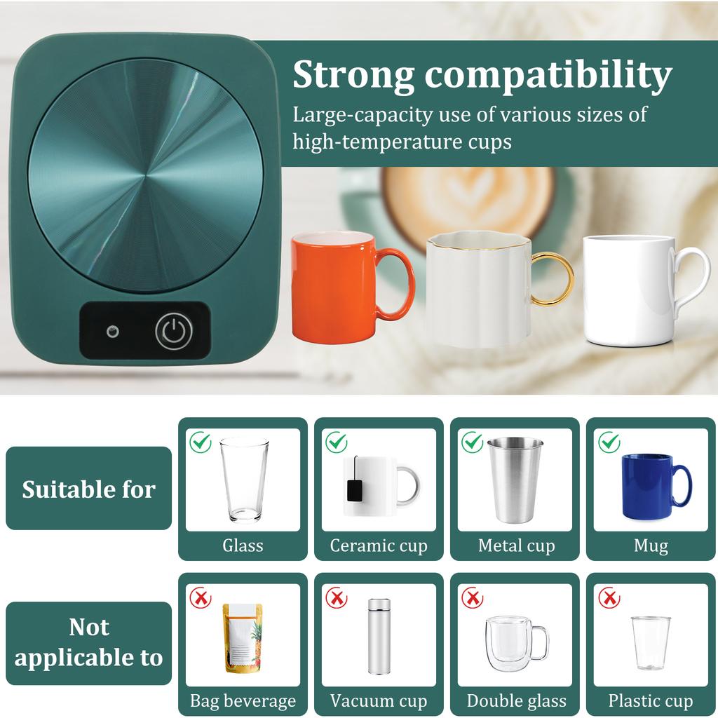 Mug Warmer Fast and Even Heating Electric Cup Warmer with US Cable Plug Thermostat Coffee Cup Heater for Office Desk Home Travel