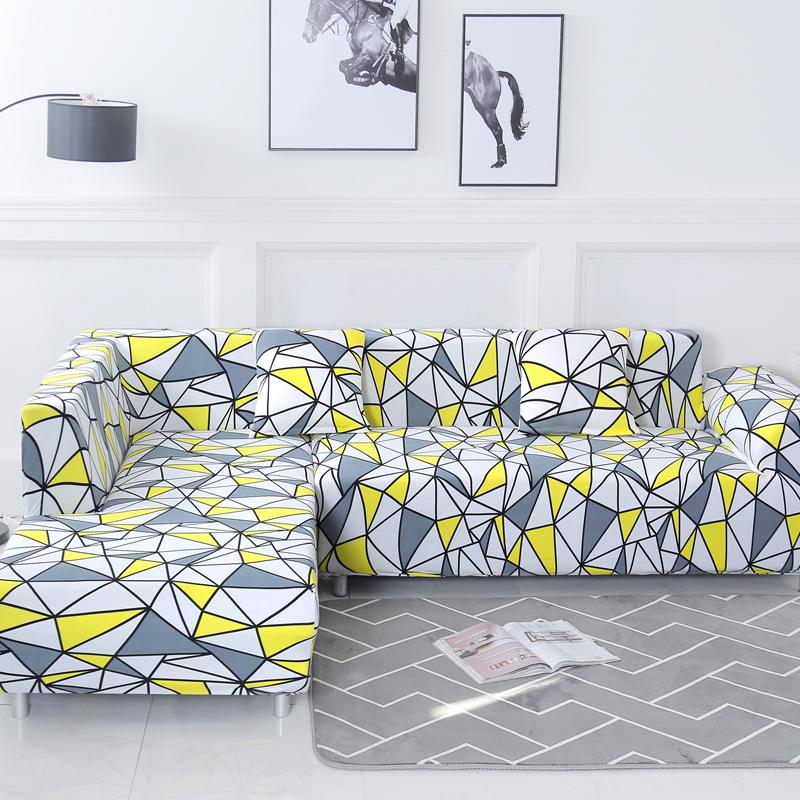 Geometric Corner Sofa Covers For Living Room Elastic Spandex Slipcovers Couch Cover Stretch Sofa Towel L Shape Need Buy 2pieces