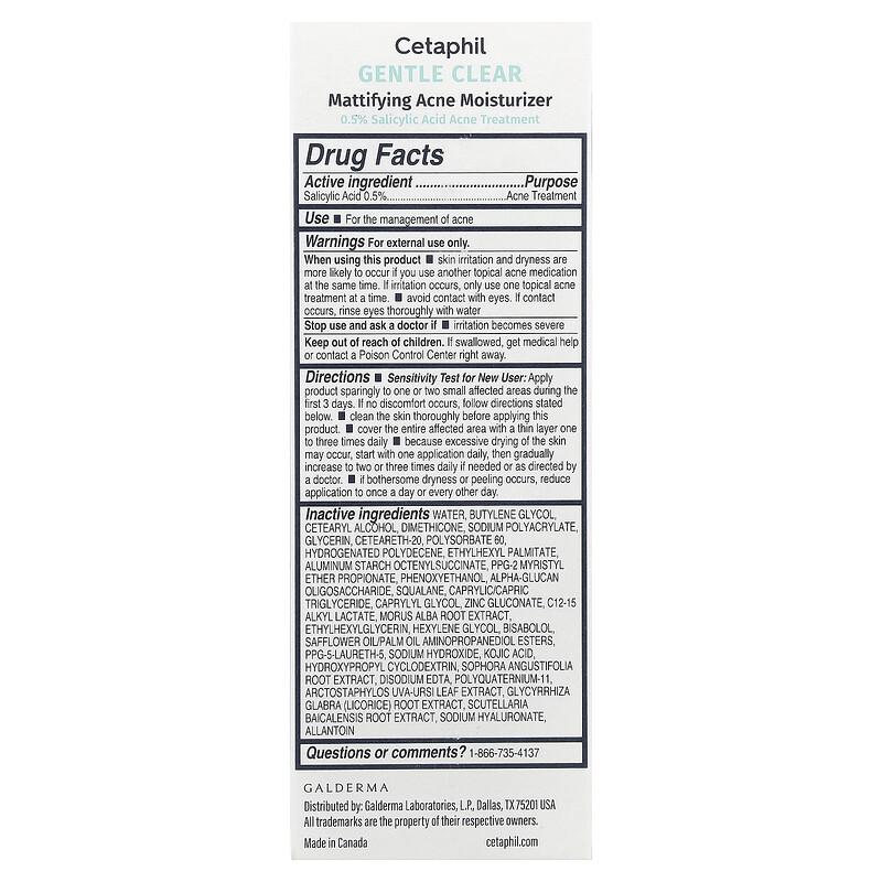 Gentle Clear, Mattifying Acne Moisturizer , 3 fl oz (89 ml)