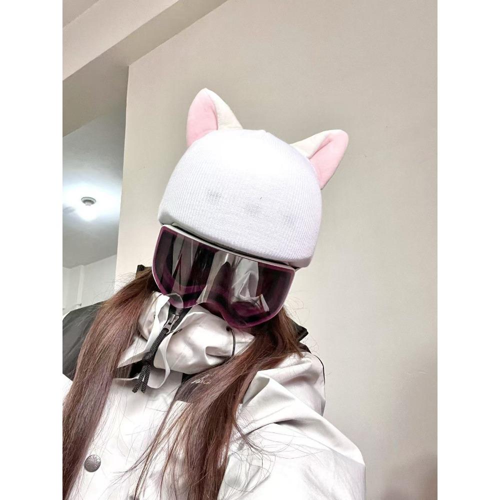 Ski Helmet Hat Cover Cute Cartoon Cat Ears Baby Same Single and Double Board Battery Helmet Cover Unisex