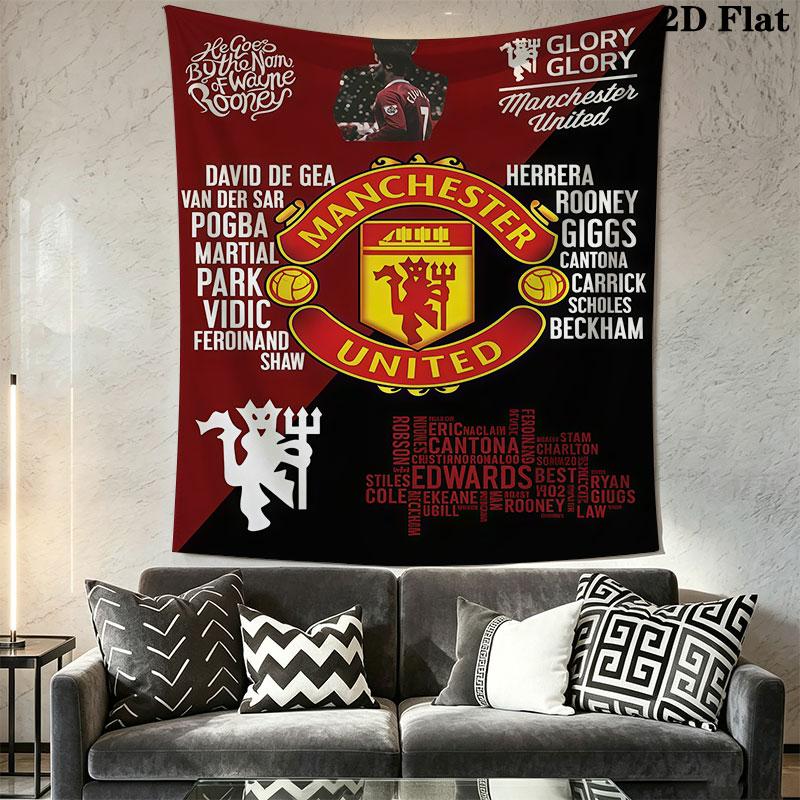 Man Utd Q Wall Hanging Printed Fabric Blanket Decorative Tapestries for Bedroom Living Room Home Decor