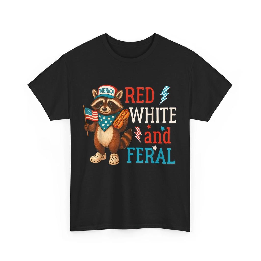 4th of July Raccoon T-Shirt, Red White And Feral Fourth of July Shirt